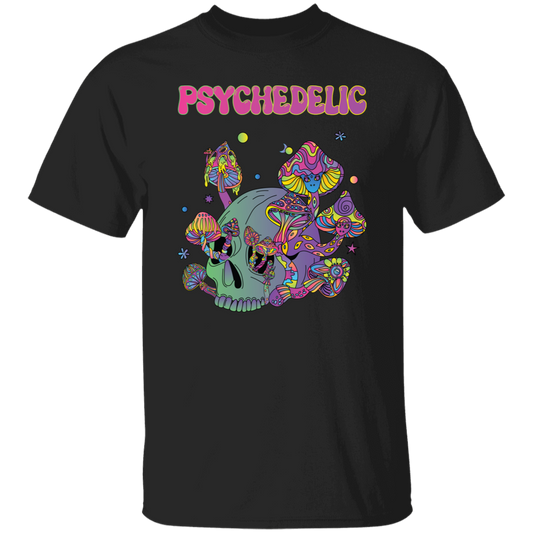 Psychedelic, Magic Mushroom, Mushroom And Skull Psycho Unisex T-Shirt