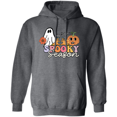 Spooky Season, Groovy Halloween, Boo And Bat Pullover Hoodie