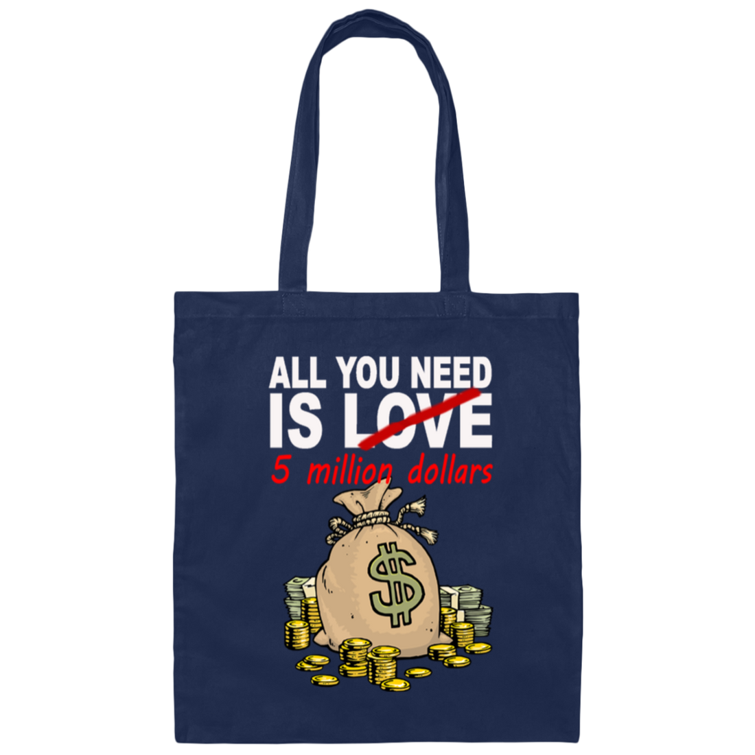 Saying All You Need Is $5 Million Not Love, All You Need Is Money Gift Canvas Tote Bag