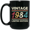 Vintage Birthday, 1984 Birthday, Retro 1984, Retro Birthday Black Mug