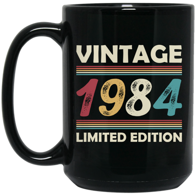 Vintage Birthday, 1984 Birthday, Retro 1984, Retro Birthday Black Mug