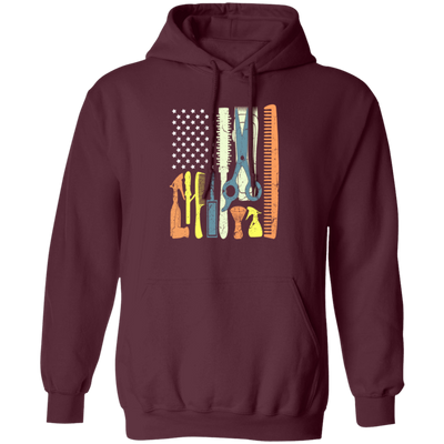 Patriotic Hair Stylist, Haircutter Gift, Barber Day USA, American Barber Pullover Hoodie