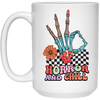 Horror And Chill, Skeleton Hand, Okay Sign, Groovy Skeleton White Mug