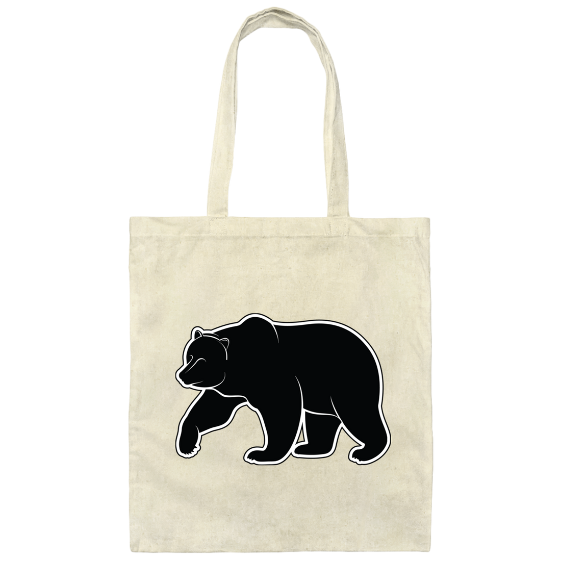 Bear Silhouette, Friendly Bear, Animal Silhouette Canvas Tote Bag