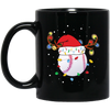 Baseball Christmas, Bright Light Line, Reindeer Xmas Horn, Merry Christmas, Trendy Christmas Black Mug