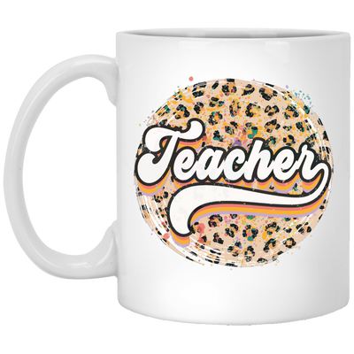 Teacher, Leopard Teacher, Baseball, Leopard Baseball White Mug