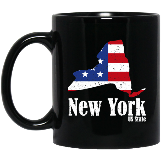 New York Lover, American Flag, 4th Of July, Patriotic Gift, Love New York Black Mug