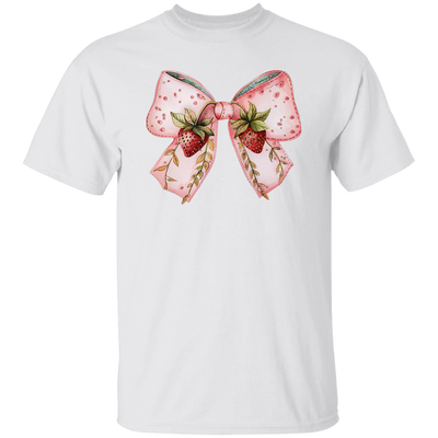 Pink Bow, Strawberry Lover, Strawberries Bow, Xmas Gift Christmas Unisex T-Shirt