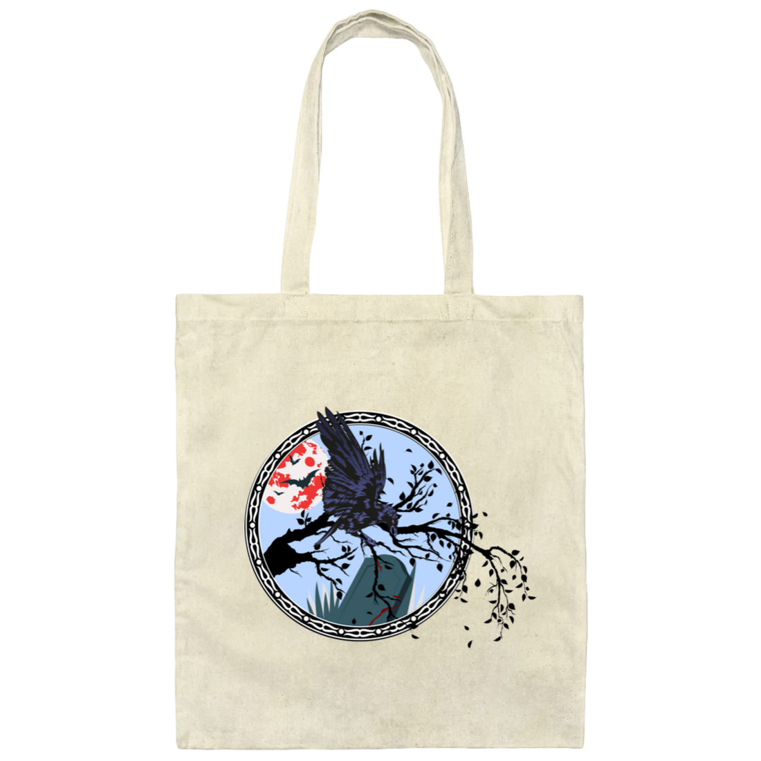 Horror Eagle, Bat Halloween, Eagle On Circle Window Canvas Tote Bag