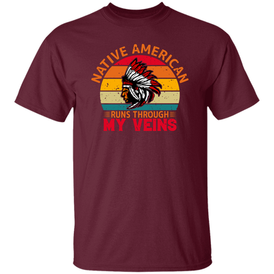 Native American Runs Through My Veins, Retro Aborigines Unisex T-Shirt