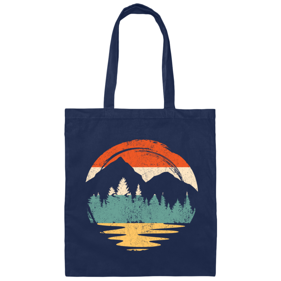 Vintage Mountain, Beach River Forest, Natural Retro, Sunset Cool Canvas Tote Bag