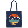 Vintage Mountain, Beach River Forest, Natural Retro, Sunset Cool Canvas Tote Bag