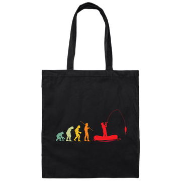Retro Fishing Evolution Angler Fishing Sport Fishing Canvas Tote Bag