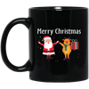 Merry Christmas, Funny Santa, Funny Reindeer, Winter Season Black Mug