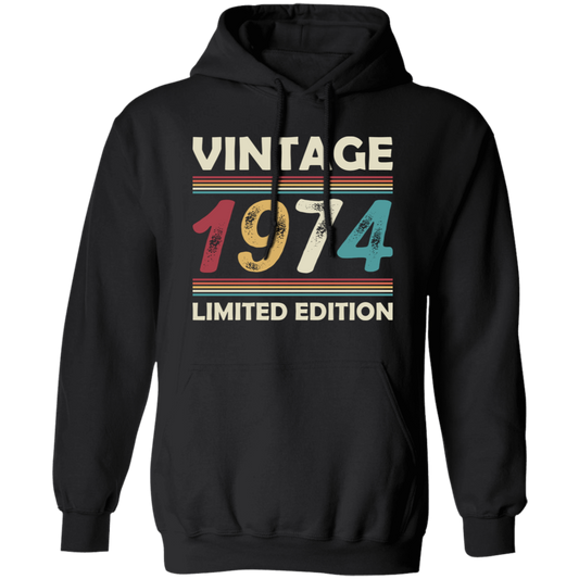 Vintage Birthday, 1974 Birthday, Retro 1974, Retro Birthday Pullover Hoodie