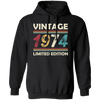 Vintage Birthday, 1974 Birthday, Retro 1974, Retro Birthday Pullover Hoodie