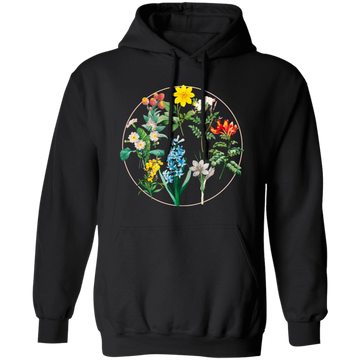 Wild Flowers, Lady Gift, Flowers in A Circle, Love Flowers Pullover Hoodie