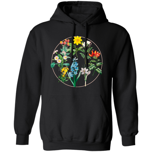 Wild Flowers, Lady Gift, Flowers in A Circle, Love Flowers Pullover Hoodie