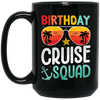 Birthday Cruise Squad, Retro Beach, Retro Birthday Black Mug