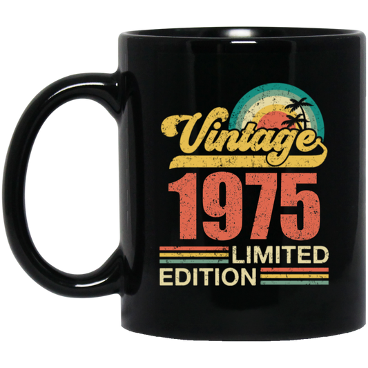 Hawaii 1975 Gift, Vintage 1975 Limited Gift, Retro 1975, Tropical Style Black Mug