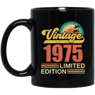 Hawaii 1975 Gift, Vintage 1975 Limited Gift, Retro 1975, Tropical Style Black Mug