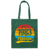 1983 Vintage Gift, Retro 1983 Lover, Birthday Gift Love Canvas Tote Bag