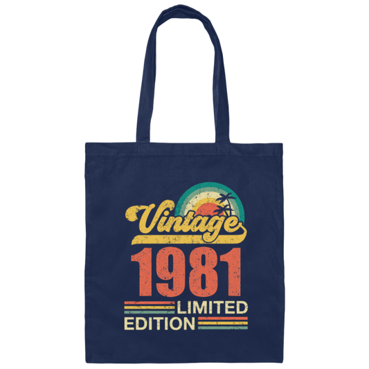 Hawaii 1981 Gift, Vintage 1981 Limited Gift, Retro 1981, Tropical Style Canvas Tote Bag