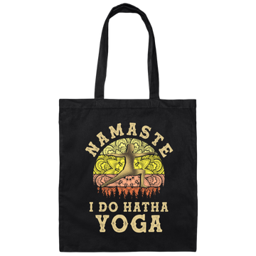 Namaste Lover, I Do Hatha Yoga, Doing Hatha, Love Yoga Retro Style Canvas Tote Bag
