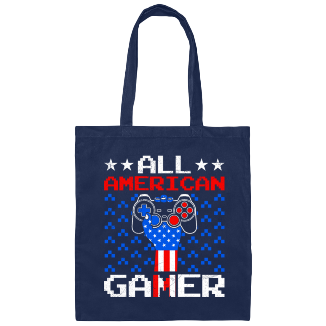 All American Gamer, America Gaming, American Flag Canvas Tote Bag