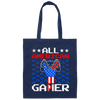 All American Gamer, America Gaming, American Flag Canvas Tote Bag