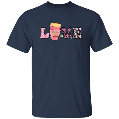 Love Valentine, Leopard Lover, Pink Cup Of Coffee, Valentine's Day, Trendy Valentine Unisex T-Shirt