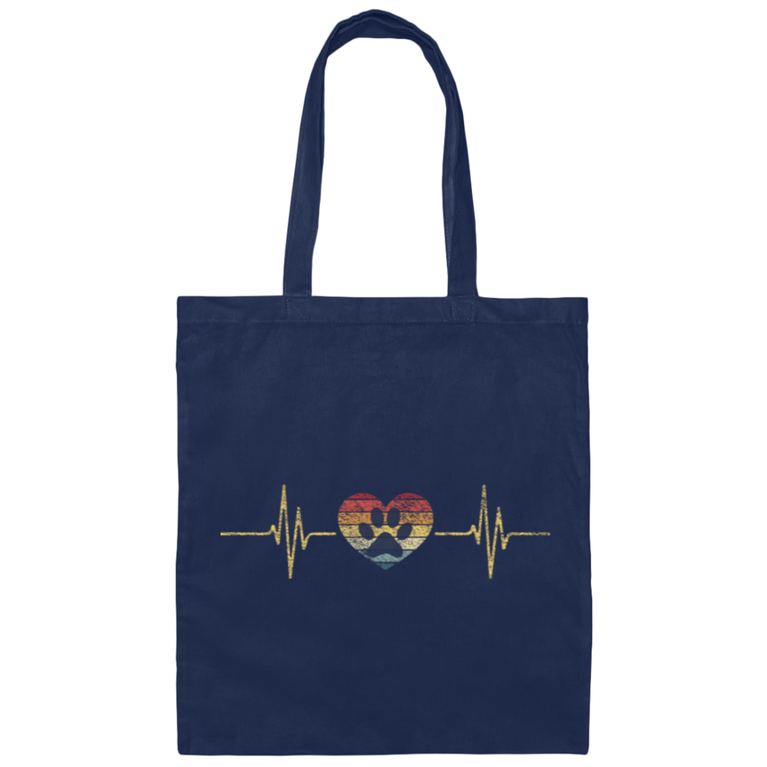 Heartbeat Paw Love, Veterinarian Sunset, Retro Heartbeat, Paw Vintage Canvas Tote Bag