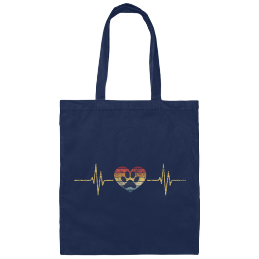 Heartbeat Paw Love, Veterinarian Sunset, Retro Heartbeat, Paw Vintage Canvas Tote Bag