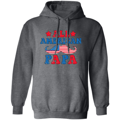 Papa, Father's Day, American Papa, Beard American Dad Pullover Hoodie