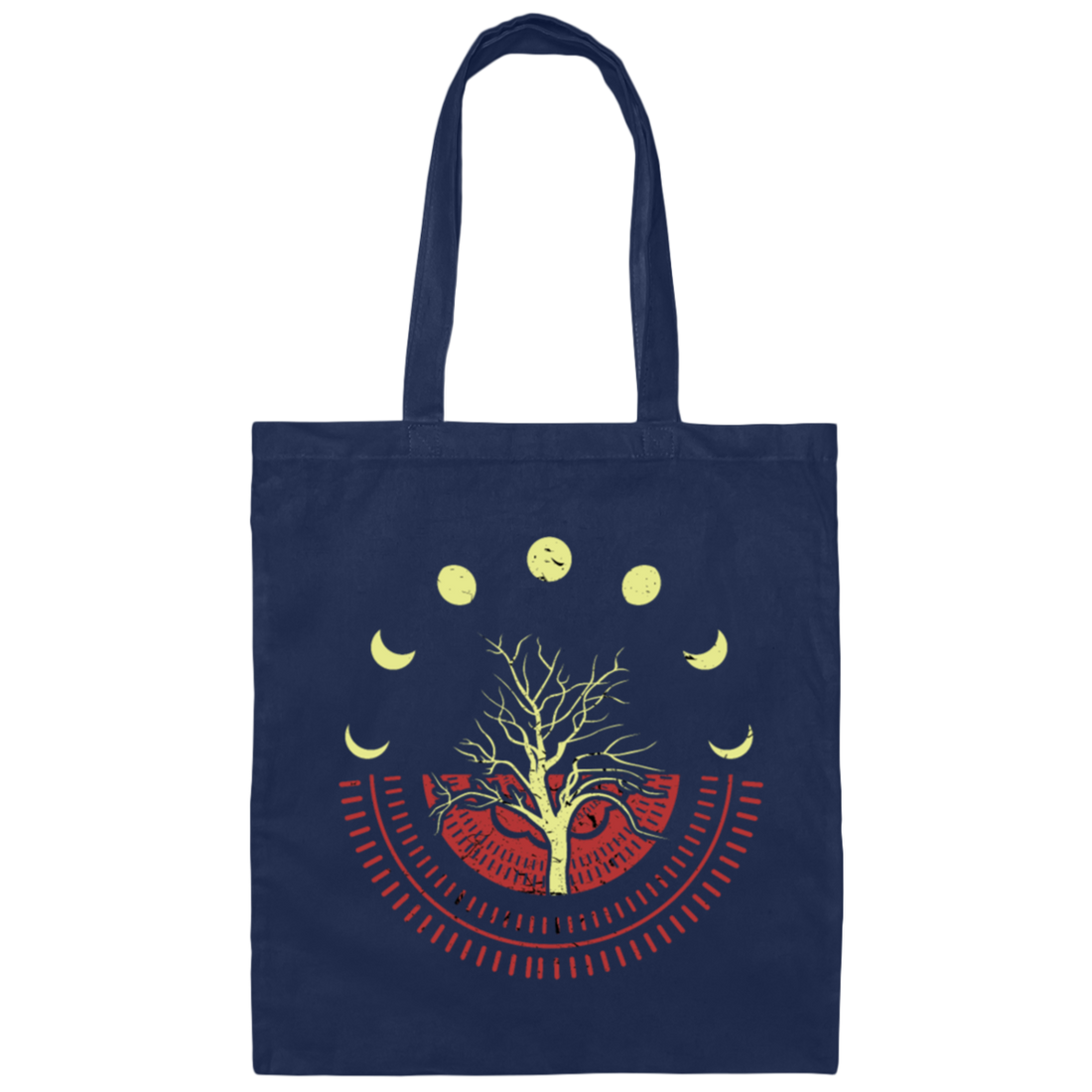 The Different Moon Phases With The World Tree Canvas Tote Bag