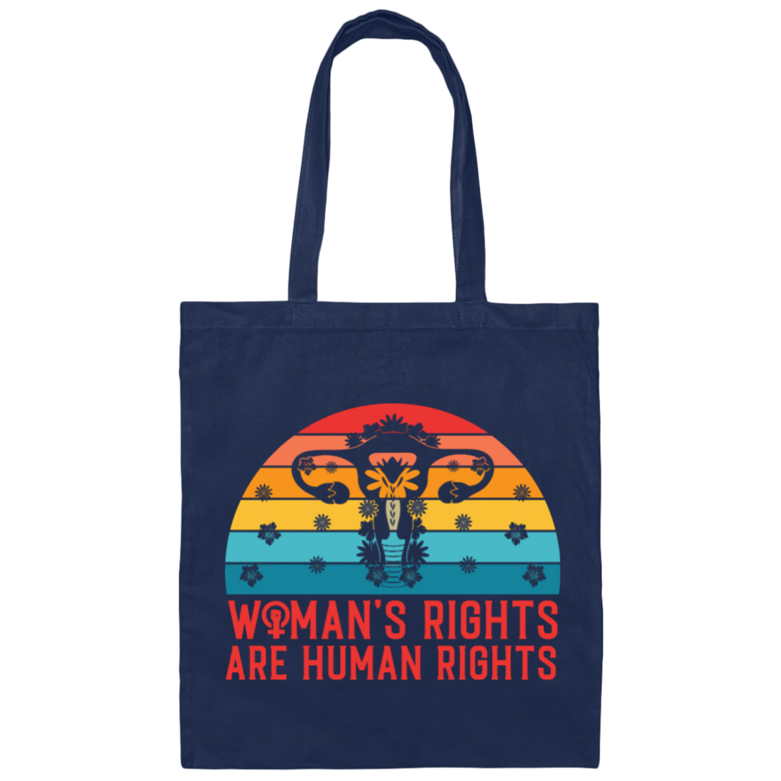 Woman's Rights Are Human Rights, Retro Woman Holiday Canvas Tote Bag