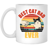 Best Cat Dad Ever, Daddy Kitten, Meow Gift, Cute Cat, Retro Cat White Mug