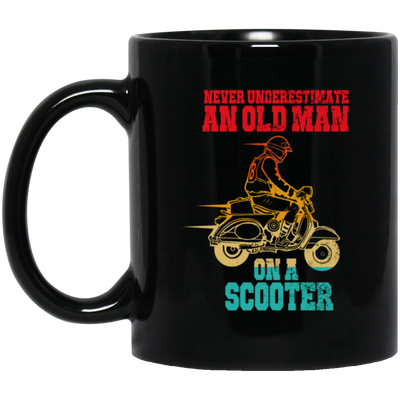 Old Man Scooter Gift, Never Underestimate Vintage, Model Motor Awesome Black Mug
