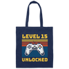 Retro 15th Birthday, Gaming Lover, Gift For Gamer 15 Years Gift Canvas Tote Bag