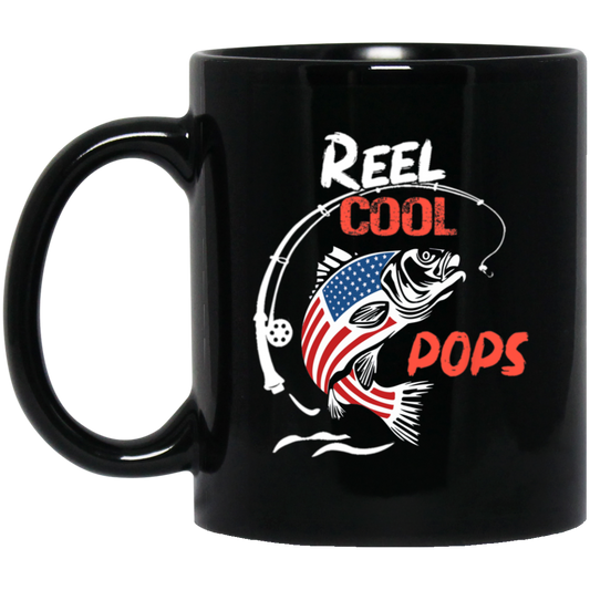 Reel Cool Pops, Love To Go Fishing, Love Fish, American Fish Gift Black Mug