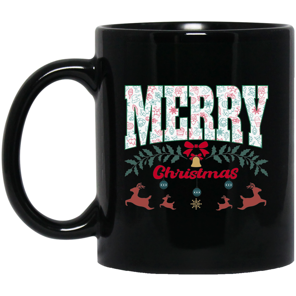 Merry Christmas, Best Christmas, Cute Reindeer, Merry Christmas, Trendy Christmas Black Mug