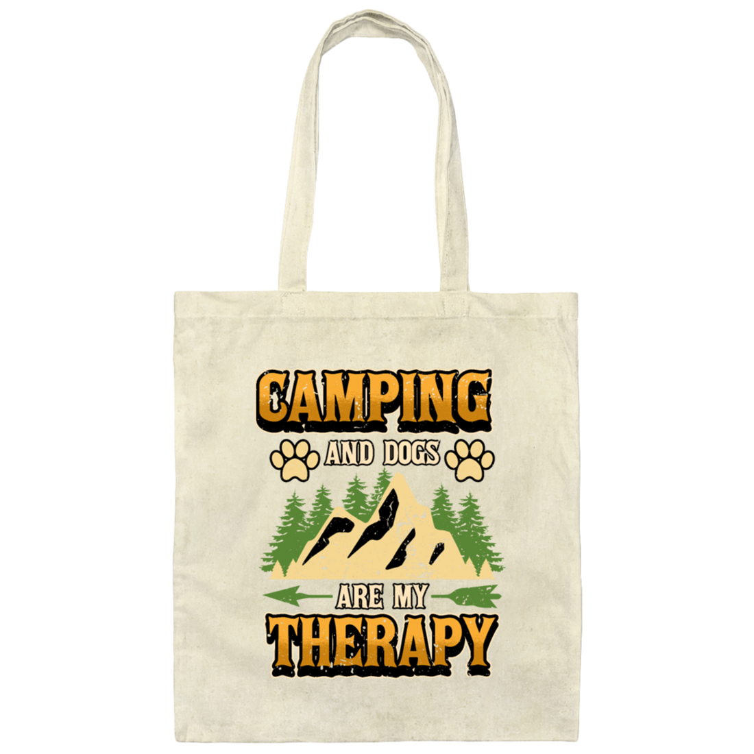 Funny Caravan Camping, Camper Dog Is My Therapy Saying Gift Canvas Tote Bag