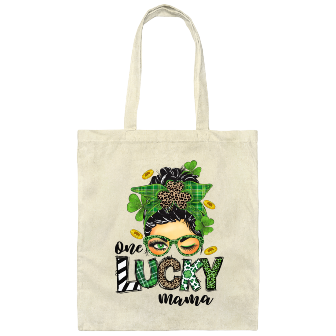 Mama Lover Gift, One Lucky Mama, Love Mom, Shamrock And Mom Canvas Tote Bag