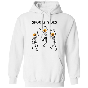 Spooky Vibes, Dancing Skeleton, Happy Halloween Pullover Hoodie