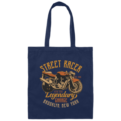 Saying Legendary Garage Brooklyn New York, Retro Street Bike Gift Canvas Tote Bag