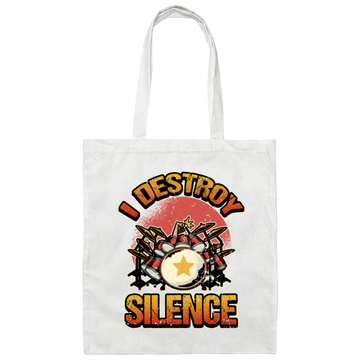 Music Instrument, Drummer Lover, Drummer Gift, I Destroy Silence Gift Canvas Tote Bag