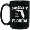 Gainesville, Florida, EST 1854, Florida Silhouette, American State Black Mug