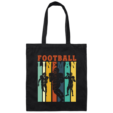 Retro Football Lineman Retro Offensive Defensive Player Canvas Tote Bag