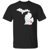 Detroit City, Michigan Map Lakes, Letter D Nature Gift, Love Michigan Unisex T-Shirt