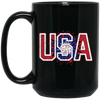 USA Flag, American Sunflower, Retro American Flower Black Mug